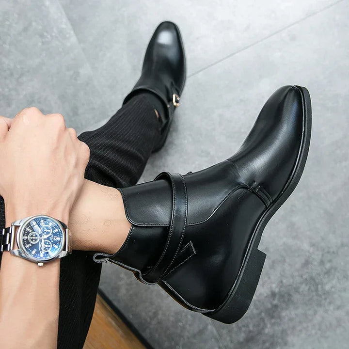 Taviano Leather Polished Ankle Boots
