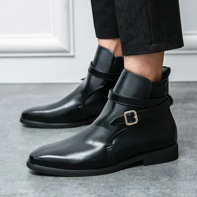Taviano Leather Polished Ankle Boots