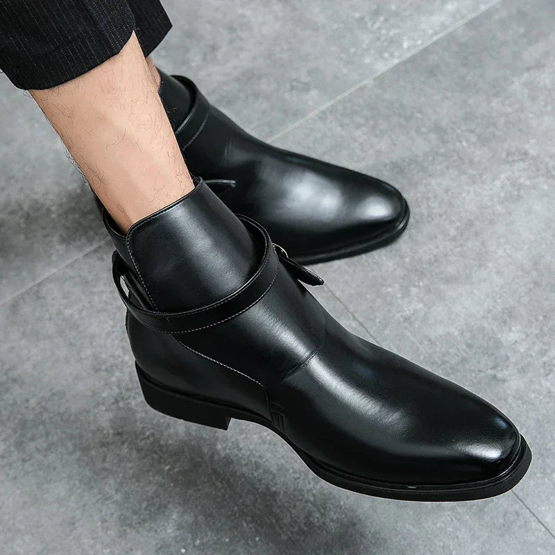 Taviano Leather Polished Ankle Boots