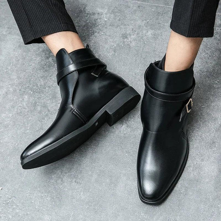 Taviano Leather Polished Ankle Boots