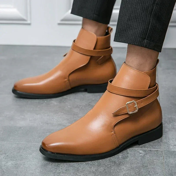 Taviano Leather Polished Ankle Boots