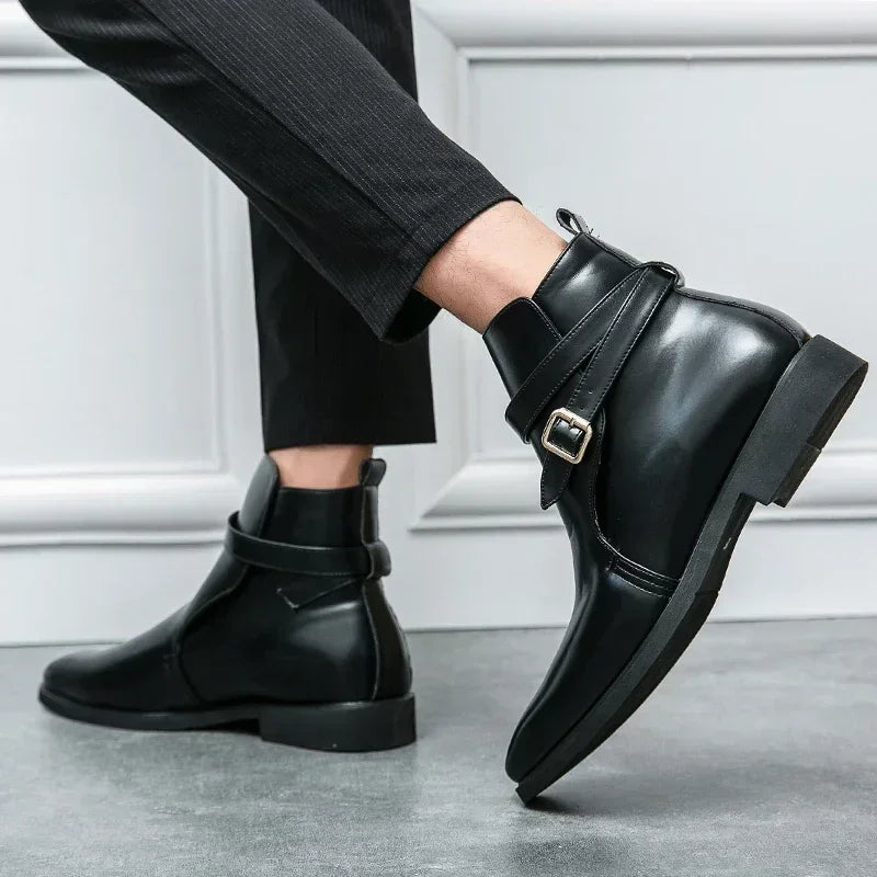Taviano Leather Polished Ankle Boots