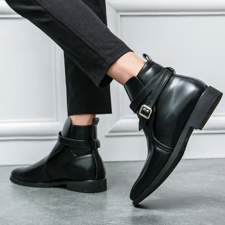 Taviano Leather Polished Ankle Boots