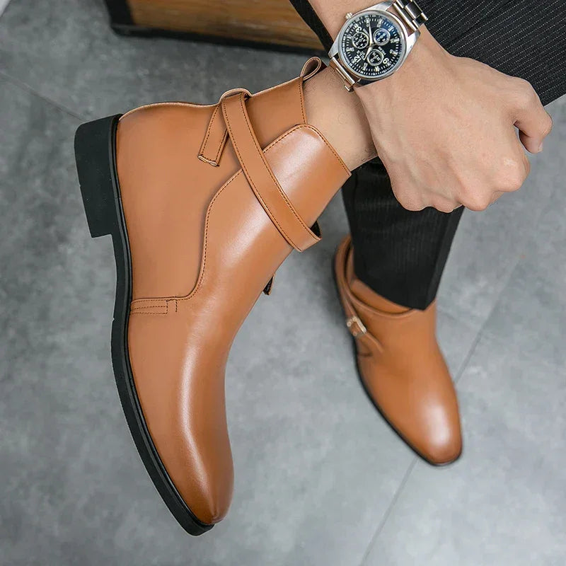 Taviano Leather Polished Ankle Boots