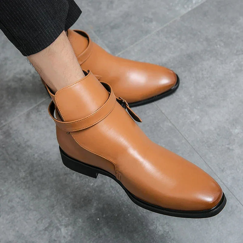 Taviano Leather Polished Ankle Boots