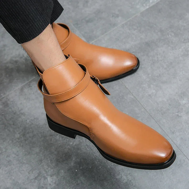 Taviano Leather Polished Ankle Boots