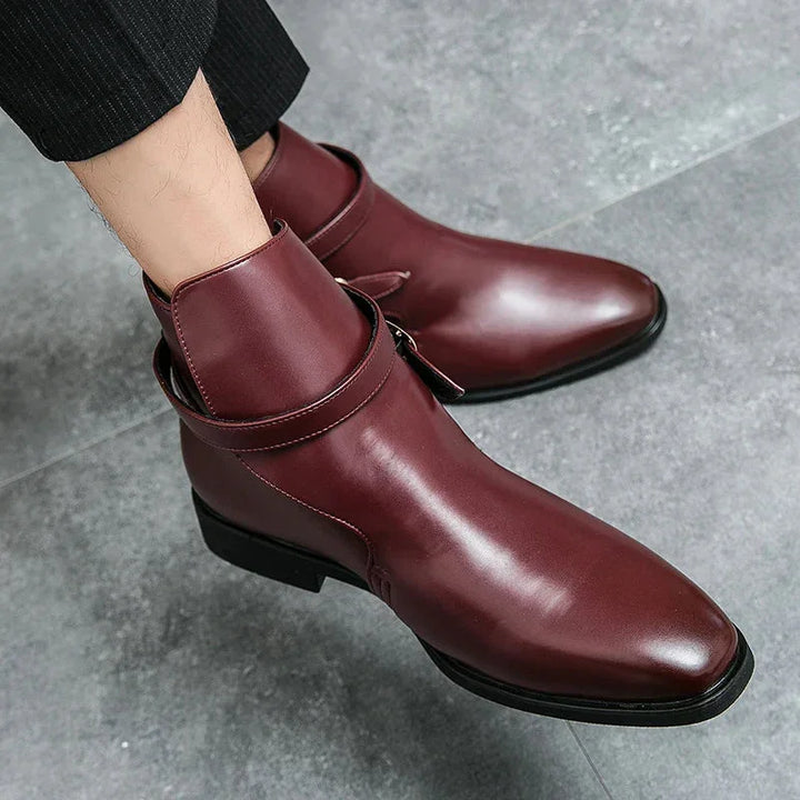 Taviano Leather Polished Ankle Boots
