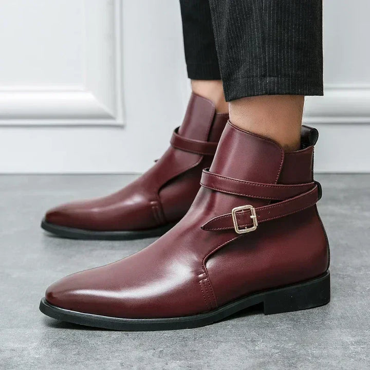 Taviano Leather Polished Ankle Boots