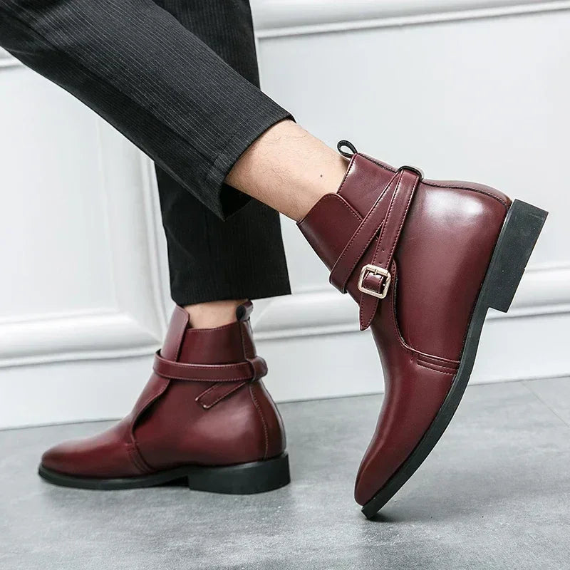 Taviano Leather Polished Ankle Boots