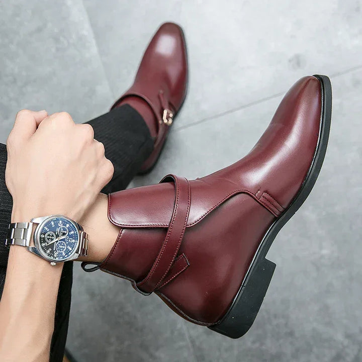 Taviano Leather Polished Ankle Boots