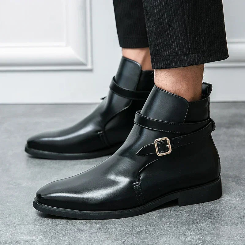 Taviano Leather Polished Ankle Boots