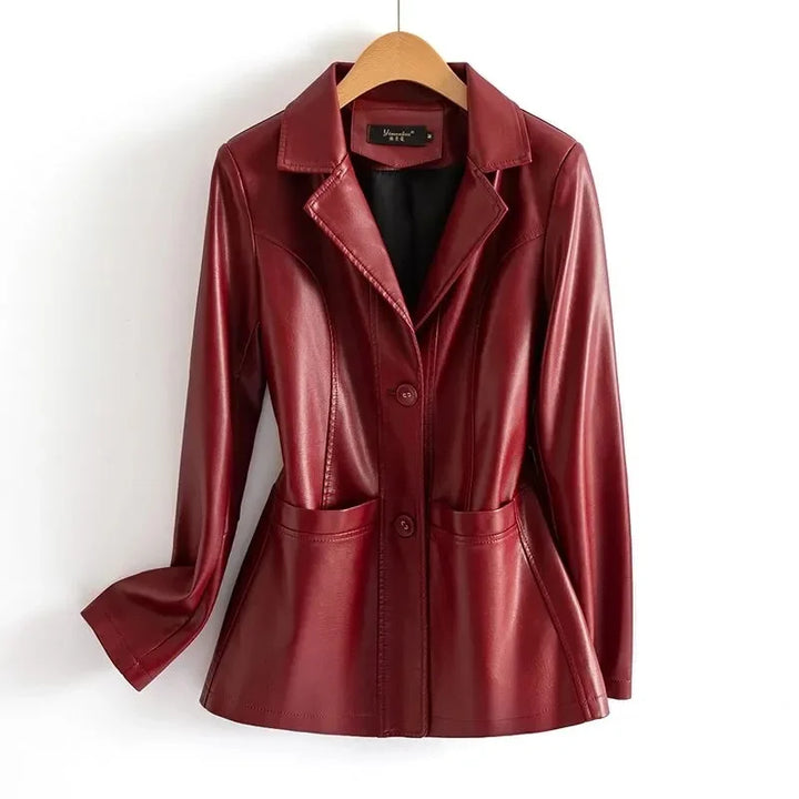 Venara Tailored Leather Blazer Jacket