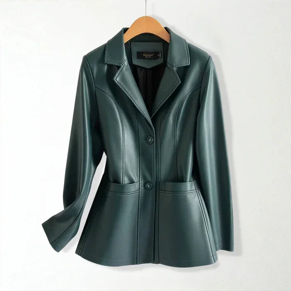 Venara Tailored Leather Blazer Jacket