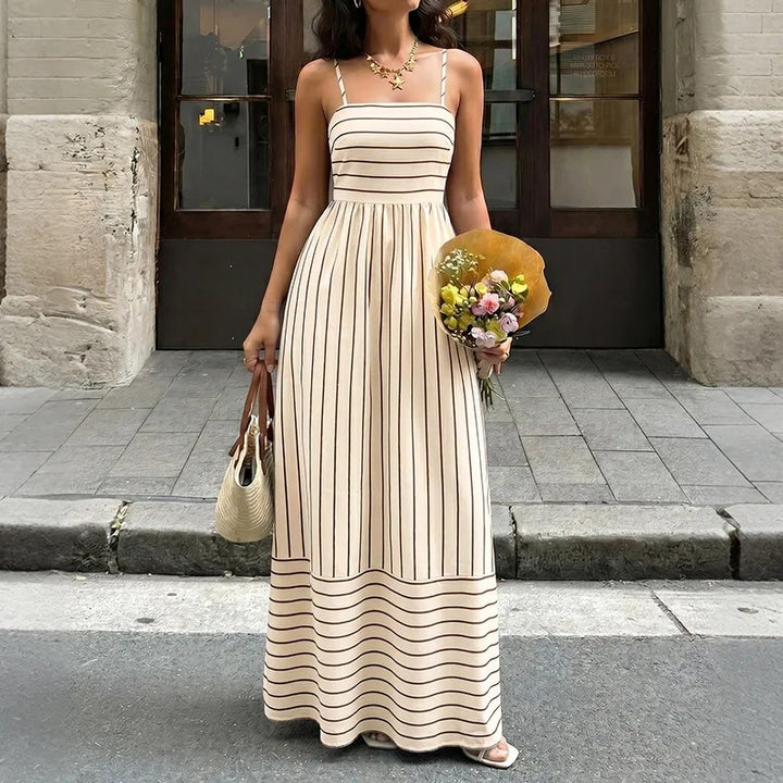 Alghero Striped Maxi Dress - Natural Stripe