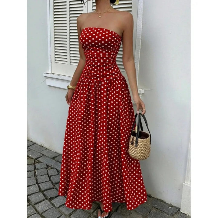 Amiens Polka Dot Maxi Dress - Crimson