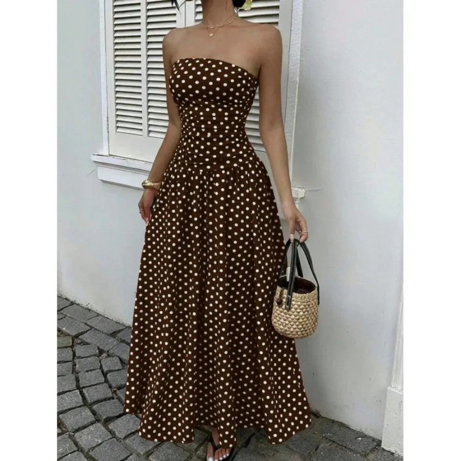 Amiens Polka Dot Maxi Dress - Espresso