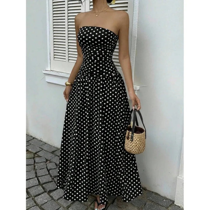 Amiens Polka Dot Maxi Dress - Obsidian