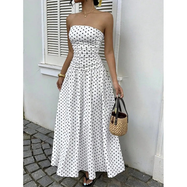 Amiens Polka Dot Maxi Dress - Pearl