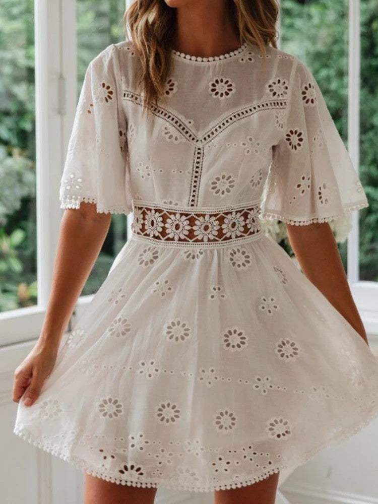 Annecy Cotton Backless Mini Dress