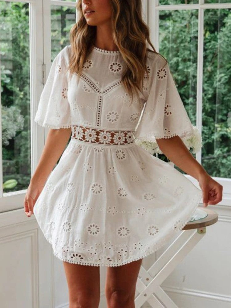 Annecy Cotton Backless Mini Dress