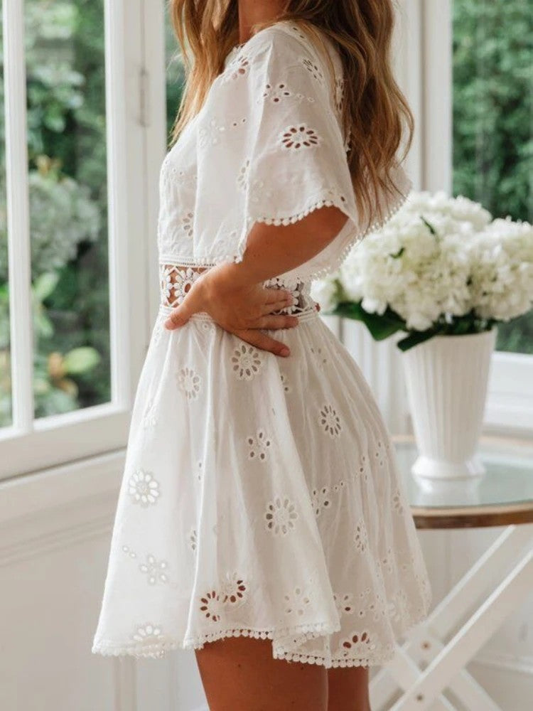 Annecy Cotton Backless Mini Dress