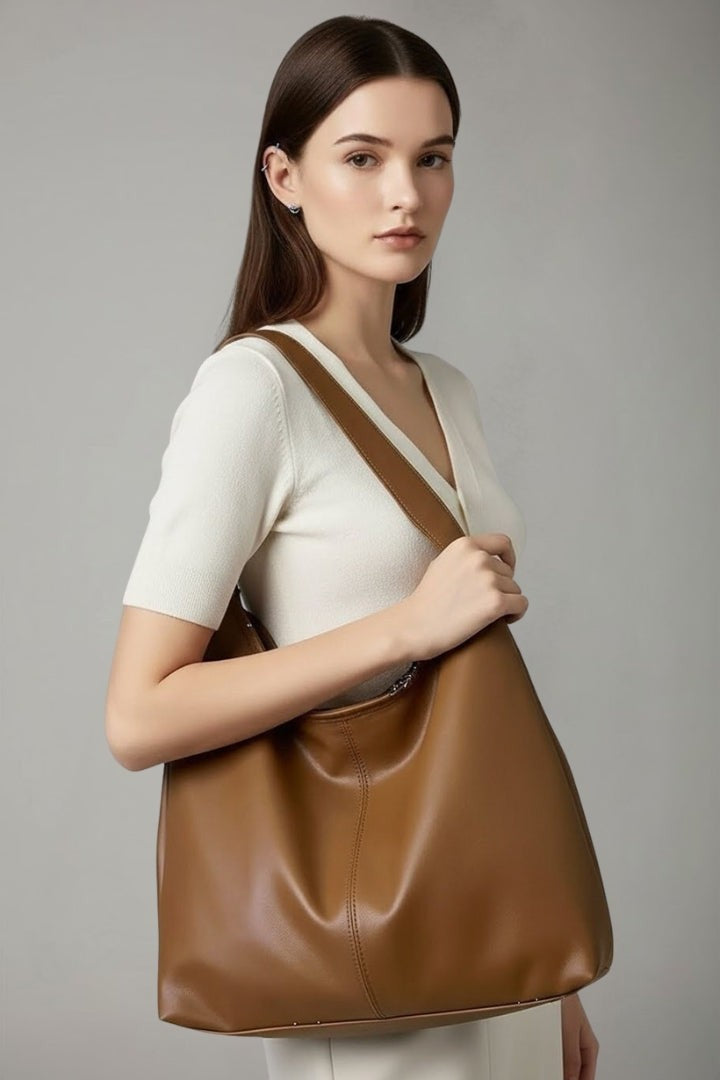 Bellucchi Leather Hobo Bag - Cognac
