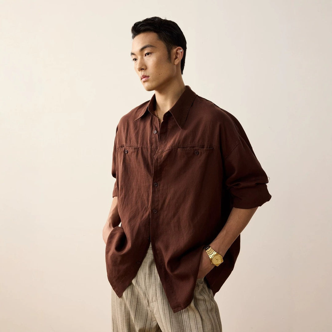 Bruges Relaxed Linen Long Sleeve Shirt