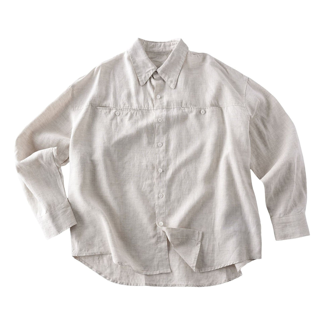 Bruges Relaxed Linen Long Sleeve Shirt - Ecru