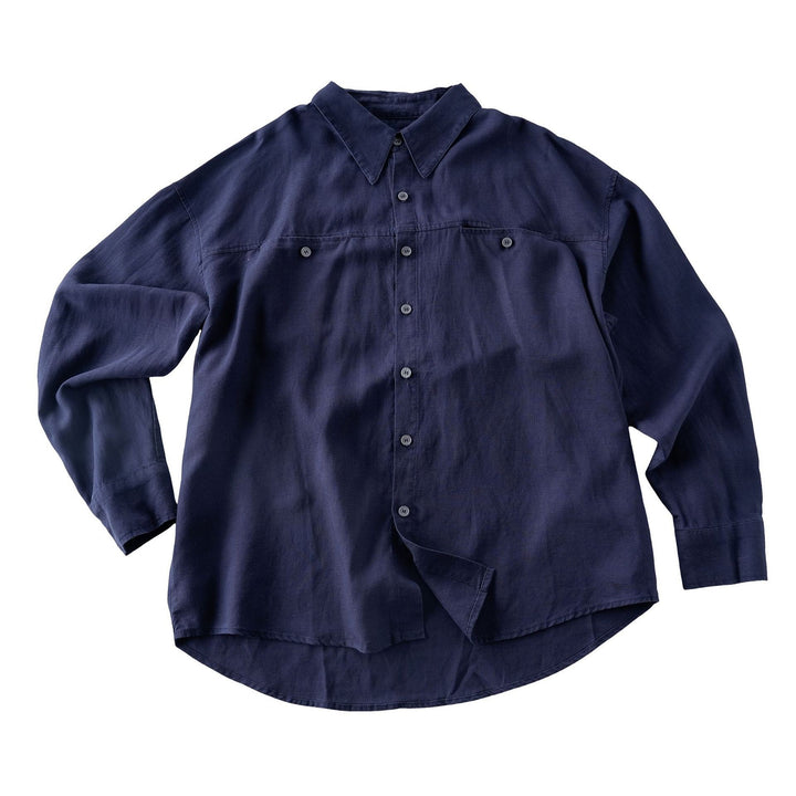 Bruges Relaxed Linen Long Sleeve Shirt - Royal Blue