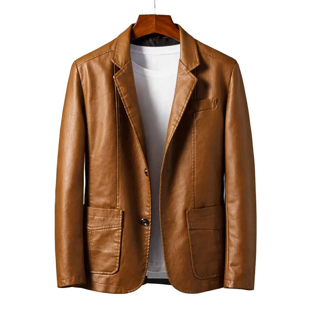 Emilio Tailored Leather Blazer Jacket