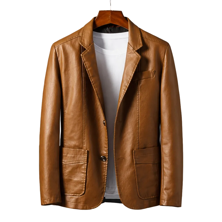 Emilio Tailored Leather Blazer Jacket