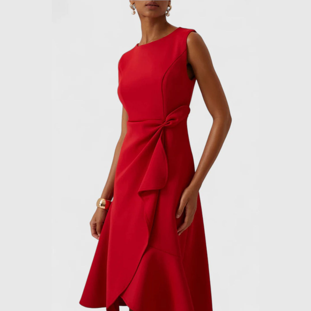 Calabria Draped Asymmetric Midi Dress