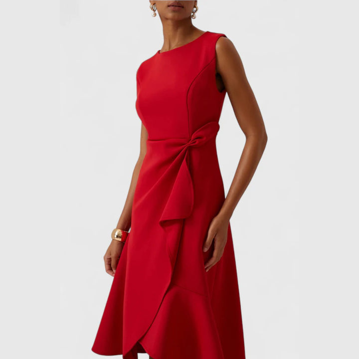 Calabria Draped Asymmetric Midi Dress