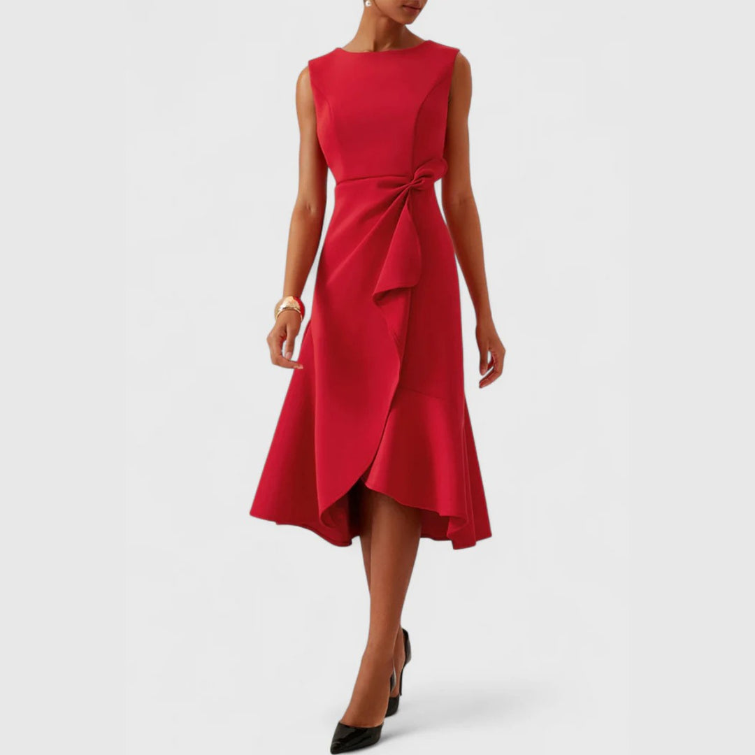 Calabria Draped Asymmetric Midi Dress