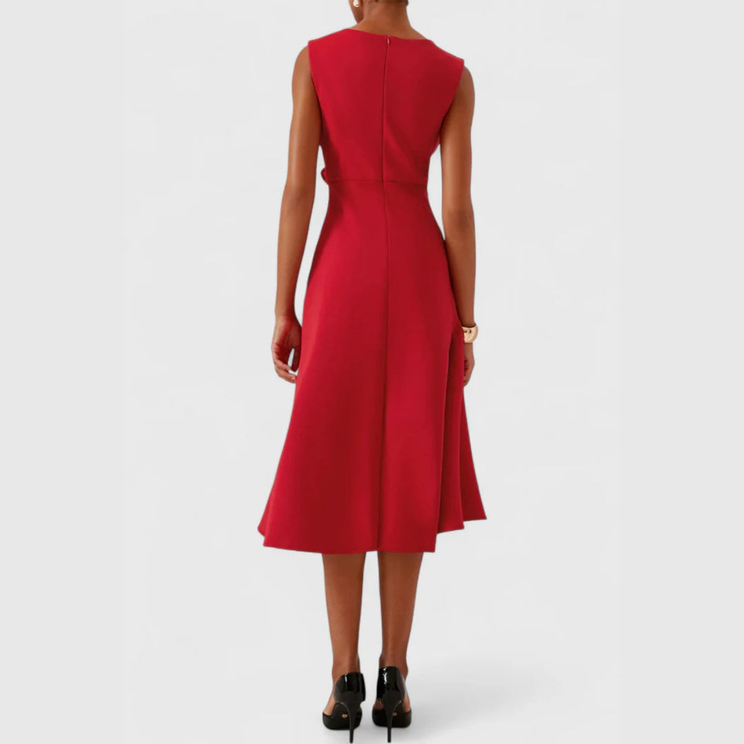 Calabria Draped Asymmetric Midi Dress