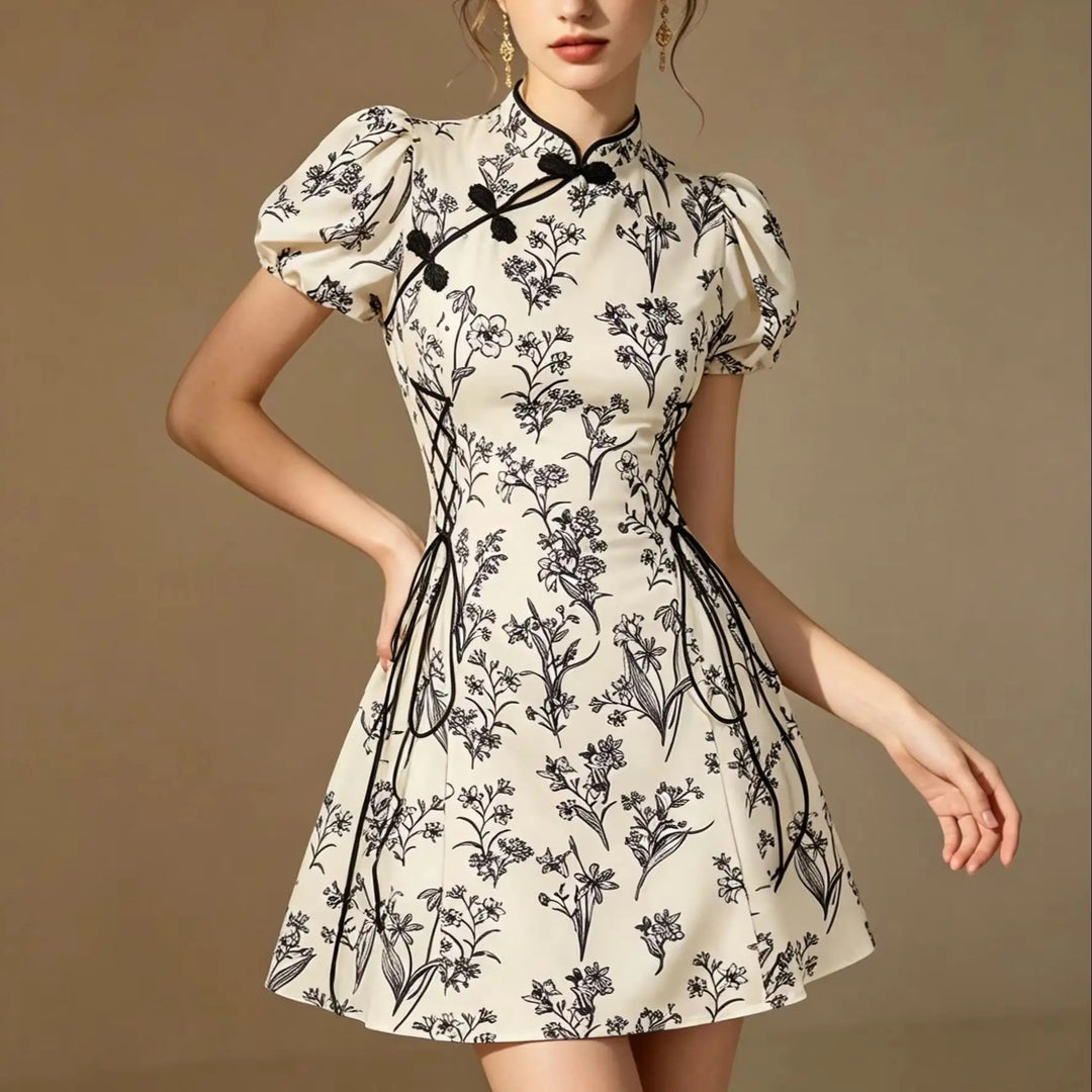 Dauphine Floral Lace Mini Dress - Porcelain Floral