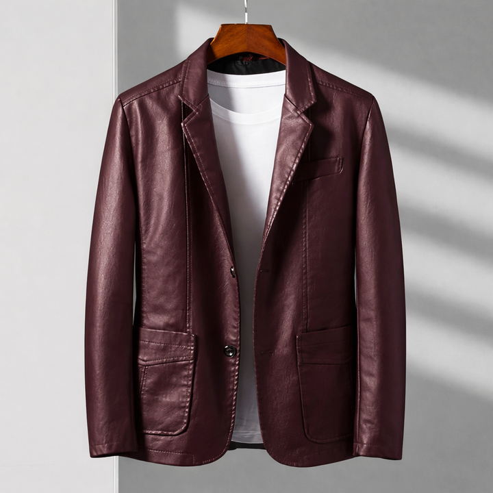 Emilio Tailored Leather Blazer Jacket