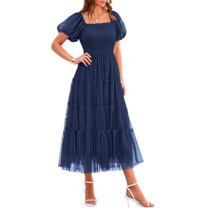 Florentina Tiered Tulle Dress - Midnight Blue