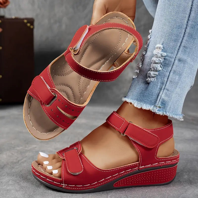  Leather Orthopedic Sandals - Crimson