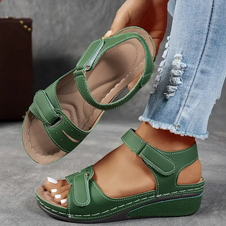  Leather Orthopedic Sandals - Olive