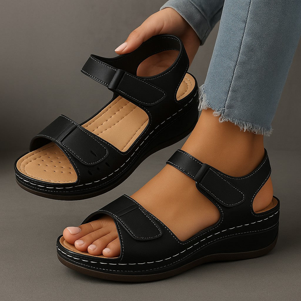  Leather Orthopedic Sandals - Onyx