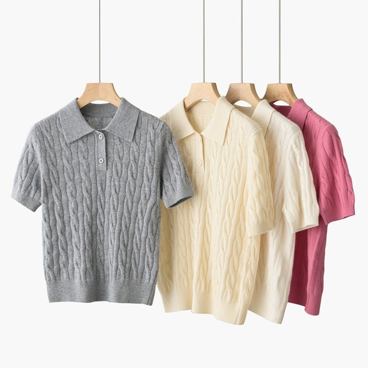 Lucerne 100% Cashmere Cable Knit Polo