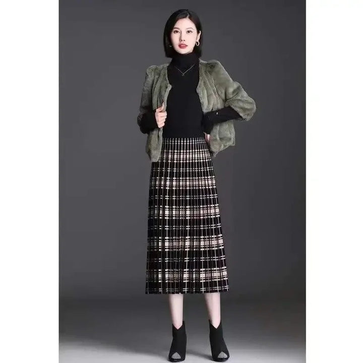 Lugano Plaid Wool Midi Skirt