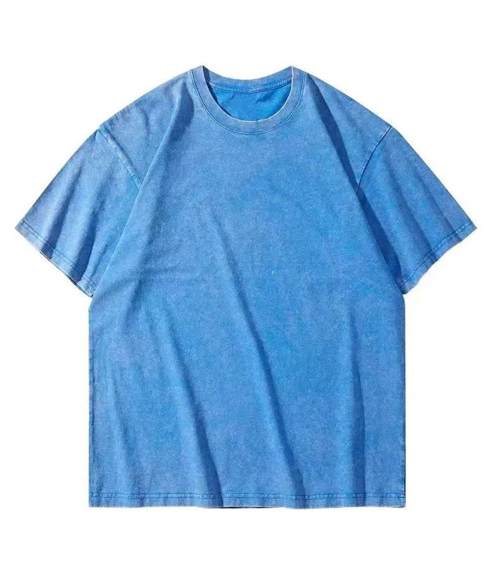 Manhattan Washed 100% Cotton T-Shirt - Sky Wash
