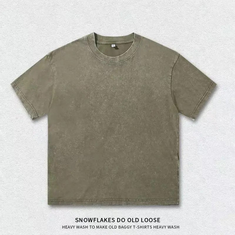 Manhattan Washed 100% Cotton T-Shirt - Olive Wash