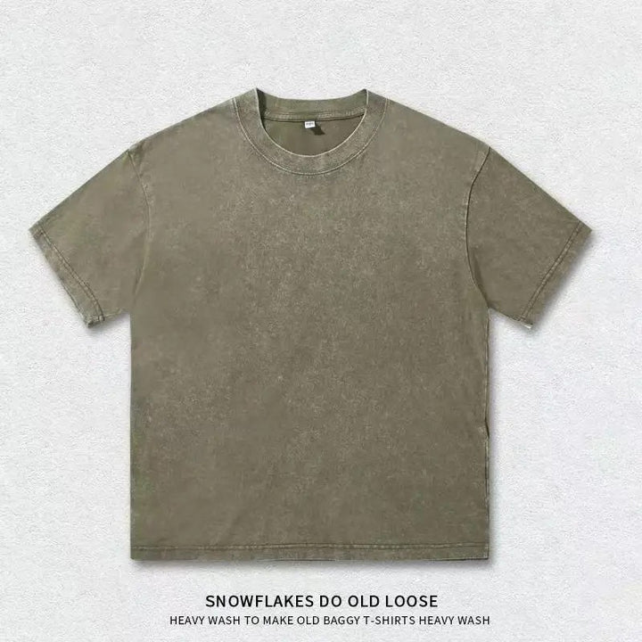 Manhattan Washed 100% Cotton T-Shirt - Olive Wash