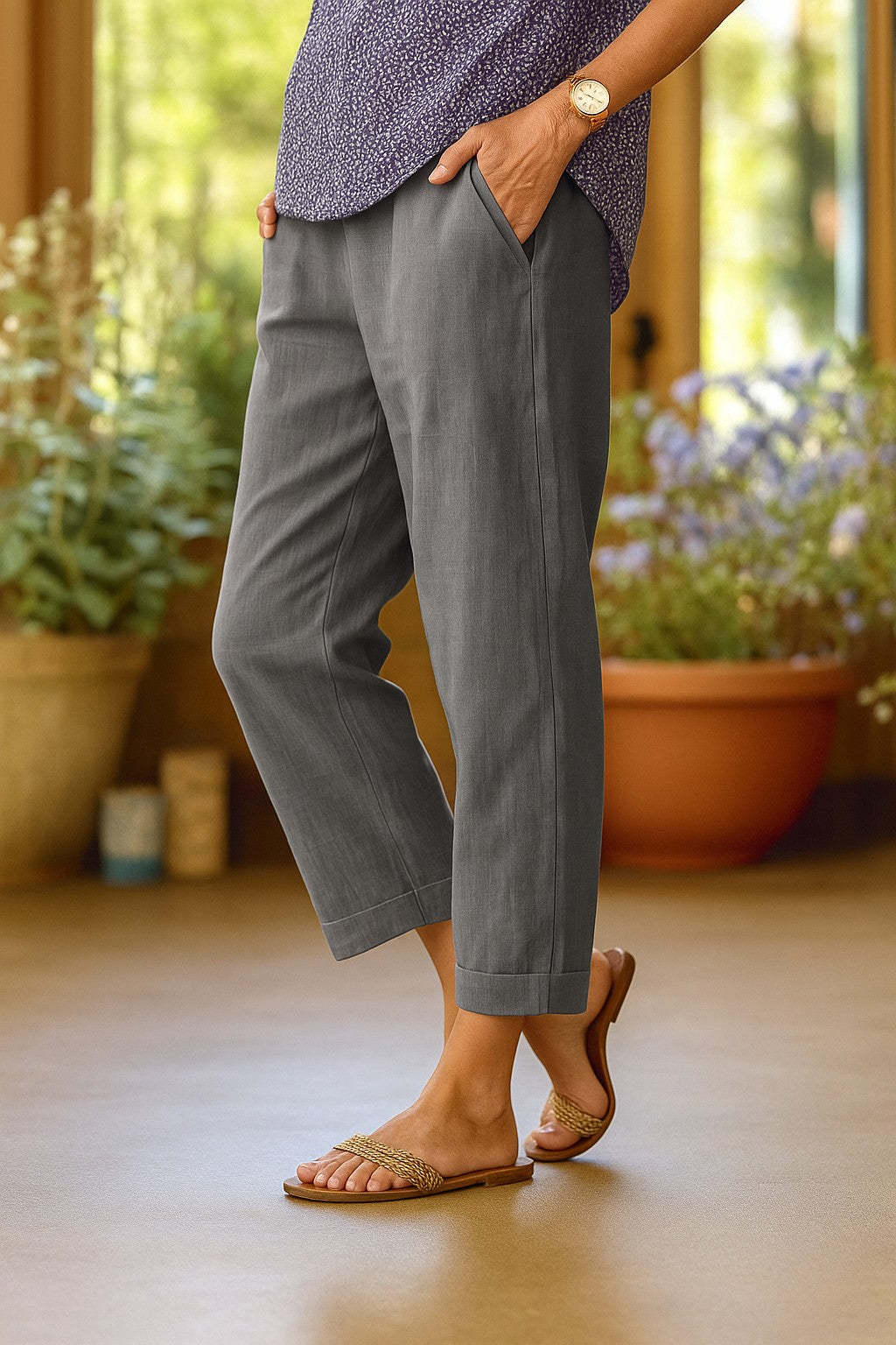 Marseille Summer Trousers - Stone Grey