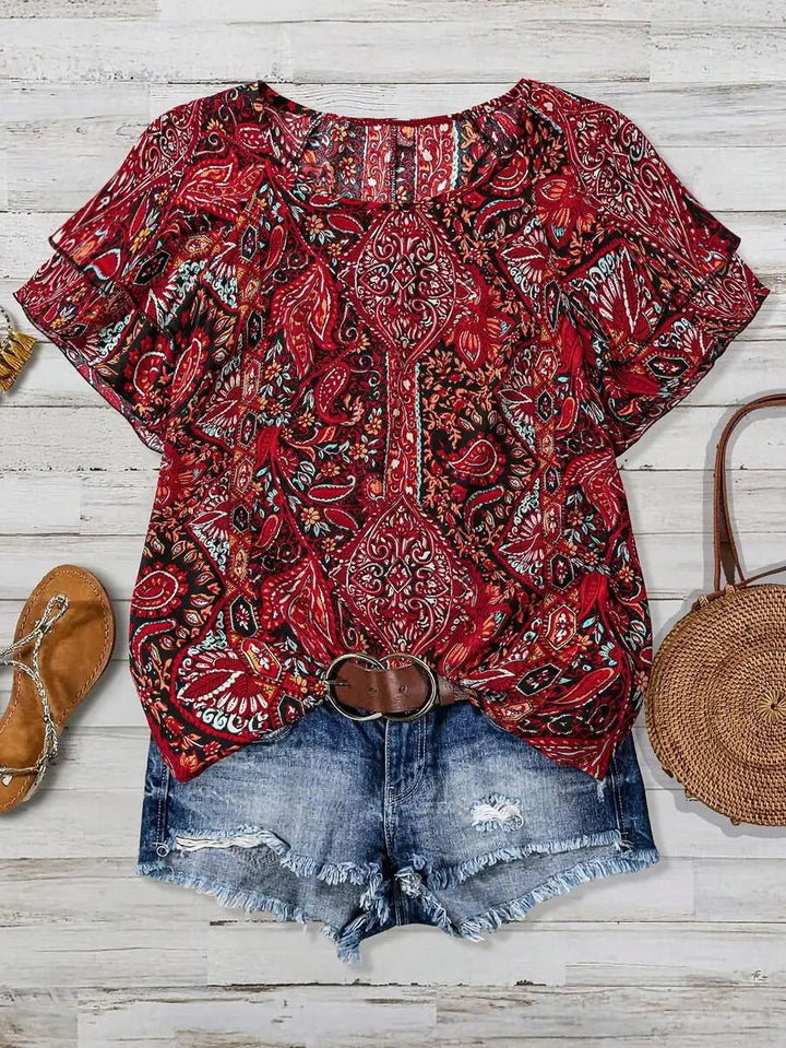 Marbella Paisley Ruffle Top