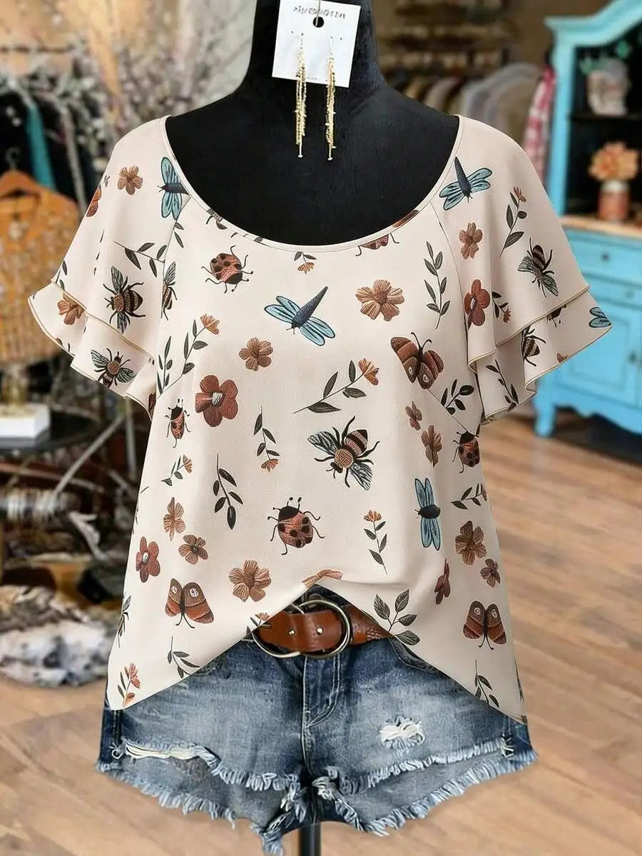 Marbella Paisley Ruffle Top