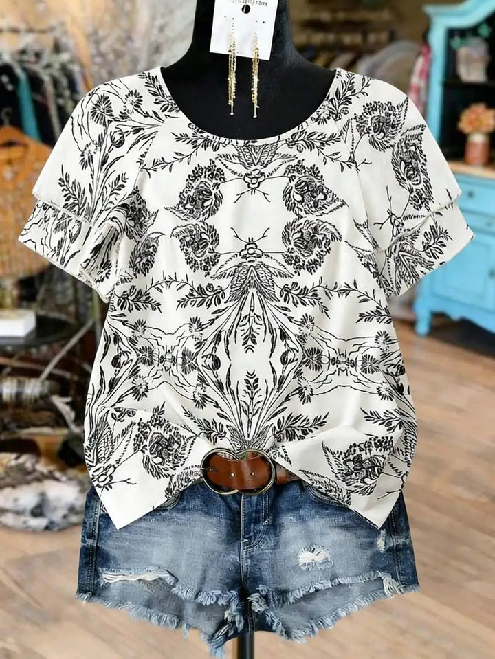 Marbella Paisley Ruffle Top